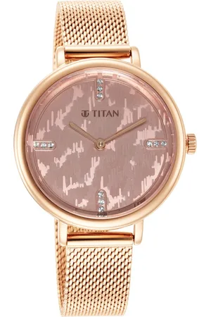 Titan Purple Rose Gold Dial Analog Stainless Steel Strap watch for Women