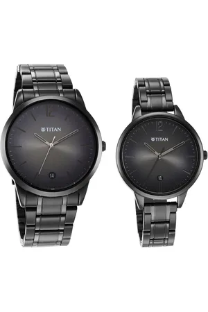 Titan Bandhan Anthracite Dial Analog with Date Stainless Steel Strap Watch for Couple