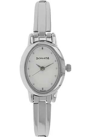 Sonata Quartz Analog White Dial Stainless Steel Strap Watch for Women