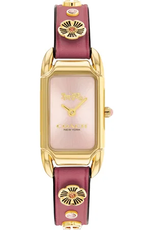 Coach Quartz Analog Pink Dial Leather Strap Watch for Women