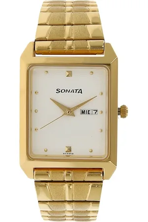 Sonata Quartz Analog White Dial Stainless Steel Strap Watch for Men