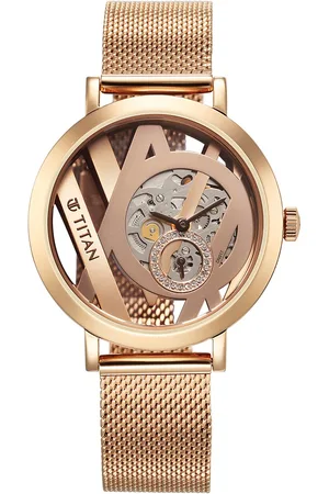 Titan Purple Abstract Quartz Analog Rose Gold Stainless Steel Strap for Women