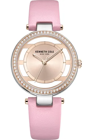 Kenneth Cole Quartz Analog Rose Gold Round Dial Pink Leather Strap Watch For Women