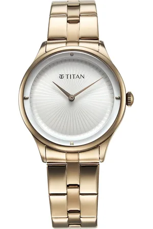 Titan Workwear Quartz Analog White Dial Stainless Steel Strap Watch for Women
