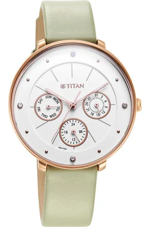 Titan Neo Quartz Multifunction White Dial Leather Strap Watch for Women