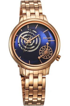 Sonata Unveil Quartz Analog Blue Dial Metal Strap Watch for Women