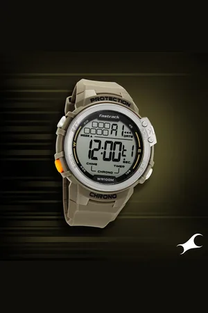 Fastrack Digital Dial Green Silicone Strap Watch For Guys