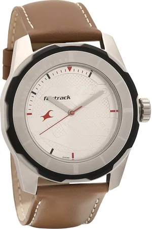 Fastrack Quartz Analog Silver Dial Leather Strap Watch for Guys