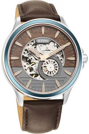 Titan Automatic Anthracite Dial Leather Strap Watch for Men