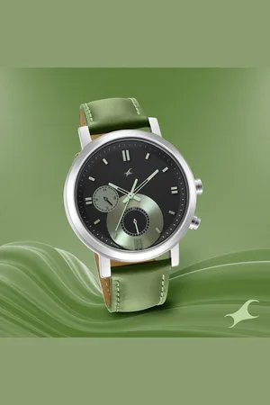 Fastrack Tick Tock Quartz Multifunction Black Dial Leather Strap Watch for Guys