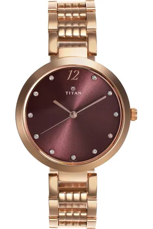 Titan Sparkle Purple Dial Analog Stainless Steel Strap Watch for Women