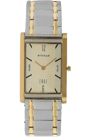 Titan Quartz Analog Champagne Dial Stainless Steel Strap Watch for Men
