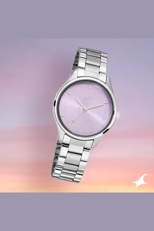 Fastrack Tripster Quartz Analog Purple Dial Stainless Steel Strap Watch for Girls