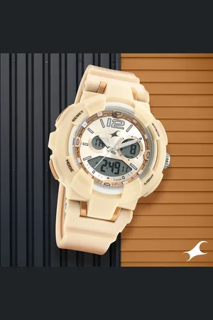 Fastrack Street Line Quartz Analog Digital Off White Dial PU Strap Watch for Girls