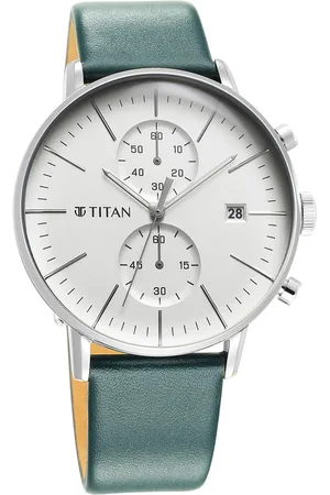 Titan Quartz Chronograph Silver Dial Leather Strap Watch for Men