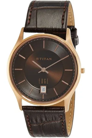 Titan EdgeBlack Dial Analog with Date Leather Strap watch for Men