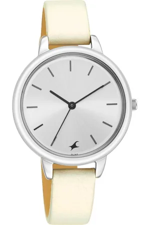 Fastrack Glitch Quartz Analog Silver Dial Leather Strap Watch for Girls