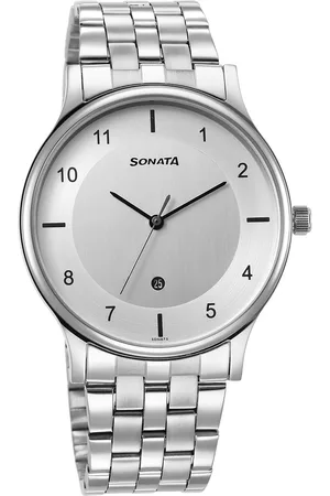 Sonata Quartz Analog with Date Silver Dial Watch for Men