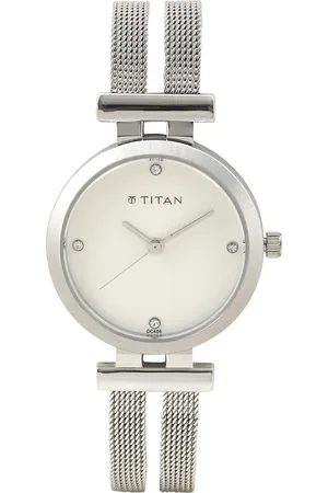Titan Quartz Analog Silver Dial Stainless Steel Strap Watch for Women