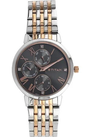 Titan Workwear Anthracite Dial Quartz Multifunction Stainless Steel Strap watch for Women