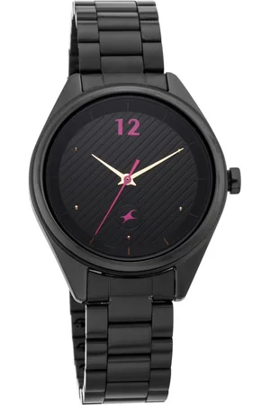 Fastrack Quartz Analog Black Dial Stainless Steel Strap Watch for Girls
