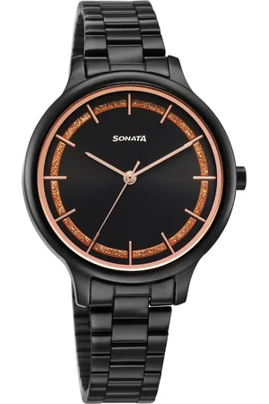 Sonata Blush Quartz Analog Black dial Stainless Steel Strap Watch for Women