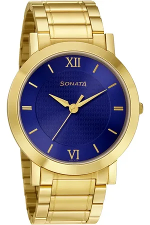 Sonata Quartz Analog Blue Dial Stainless Steel Strap Watch for Men