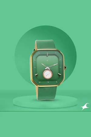 Fastrack After Dark Quartz Analog Green Dial Leather Strap Watch for Guys