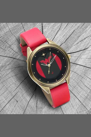 Fastrack Wonder Woman Quartz Analog Red Dial Leather Strap Watch for Girls