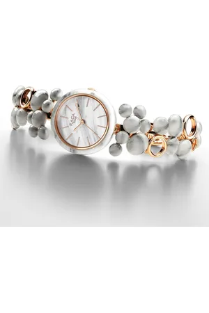 Titan Raga Ceramics Quartz Analog White Dial Metal Strap Watch For Women