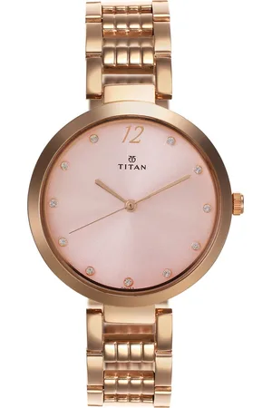 Titan Sparkle Pink Dial Analog Stainless Steel Strap watch for Women