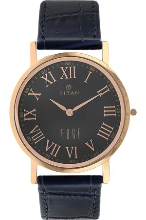 Titan Edge Blue Dial Analog Leather Strap Watch for Men