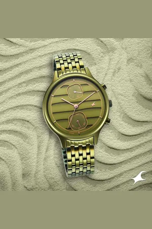 Fastrack Style Up Green Dial Stainless Steel Strap Watch for Girls