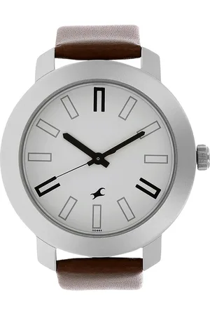 Fastrack Quartz Analog White Dial Leather Strap Watch for Guys