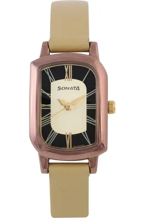 Sonata Quartz Analog Pink Dial Leather Strap Watch for Women