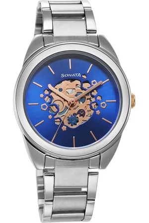 Sonata Unveil Quartz Multifunction Blue Dial Stainless Steel Strap Watch for Women