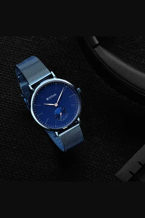 Titan Slimline Blue Dial Analog Stainless Steel Strap watch for Women