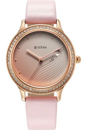 Titan Purple Glam It Up Pink Dial Analog with Date Strap Watch for Women