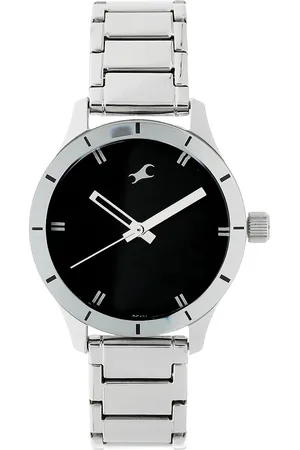Fastrack Quartz Analog Black Dial Stainless Steel Strap Watch for Girls