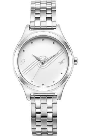 Fastrack Stunners White Dial Metal Strap Watch for Girls