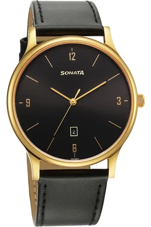 Sonata Quartz Analog with Date Black Dial Watch for Men