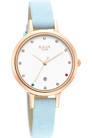 Titan Raga Viva Quartz Analog with Date White Dial Women Watch With Leather Strap