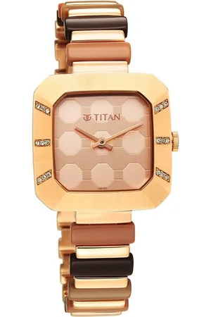 Titan Glitz Rose Gold Dial Analog Metal Strap watch for Women