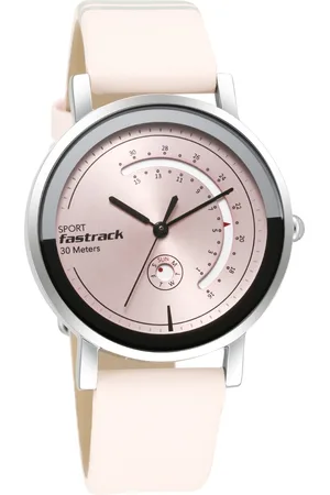 Fastrack Wear Your Look Quartz Analog with Day and Date Pink Dial Leather Strap Watch for Girls