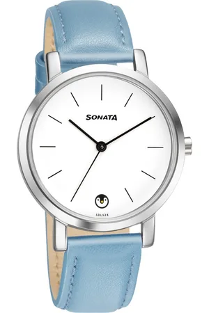 Sonata Play White Dial Women Watch With Leather Strap