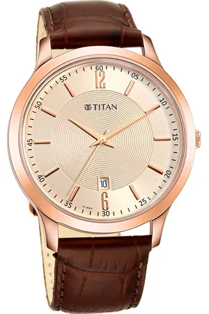Titan Rose Gold Dial Analog with Date Leather Strap watch for Men