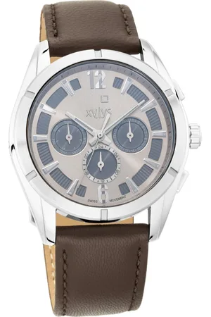 XYLYS Swiss Multifunction Brown Leather Strap Beige Dial Watch For Men
