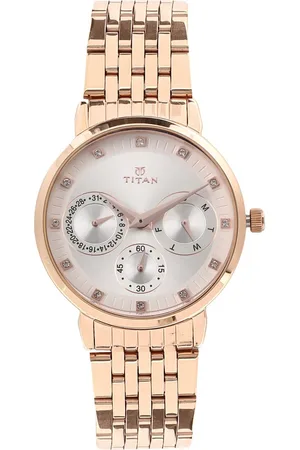 Titan Workwear Beige Dial Women Watch With Stainless Steel Strap