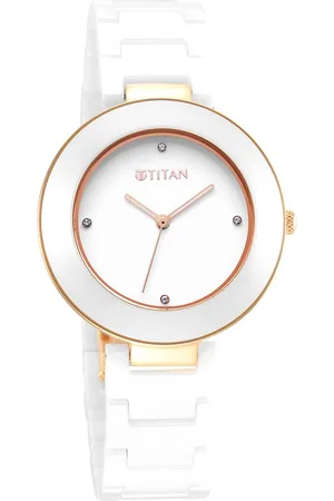 Titan Purple Ceramics White Dial Analog Ceramic Strap watch for Women