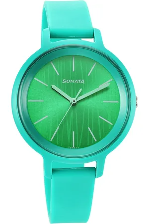 Sonata Splash Quartz Analog Green Dial Plastic Strap Watch for Women